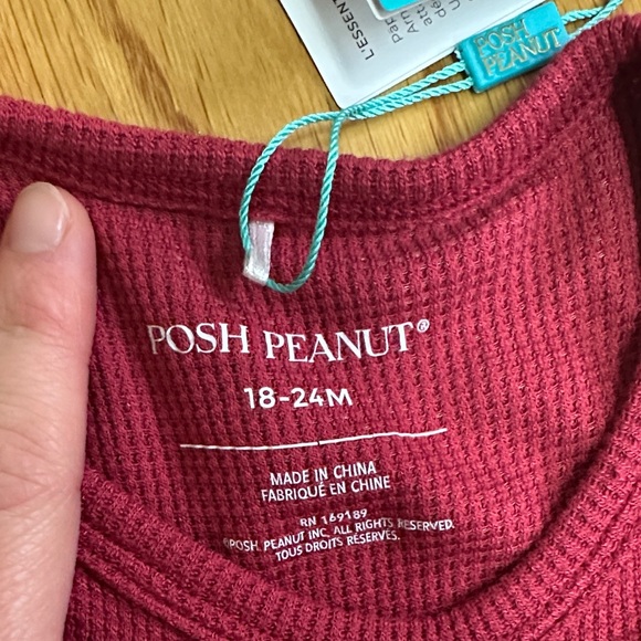 NWT Posh Peanut Burgundy waffle LS toddler Onsie with Tulle Skirt 18-24mo - Picture 2 of 4